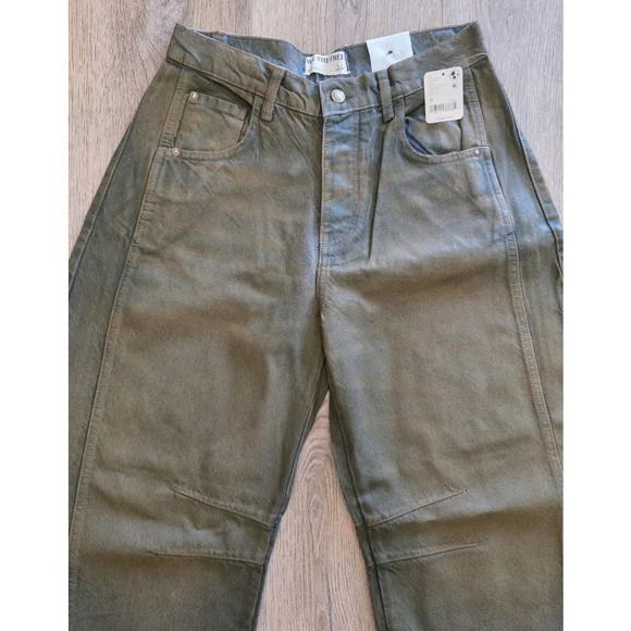 NEW Free People We the free Barrel Jeans good luck coated Size 26 Brown NWT $178 - Picture 8 of 10
